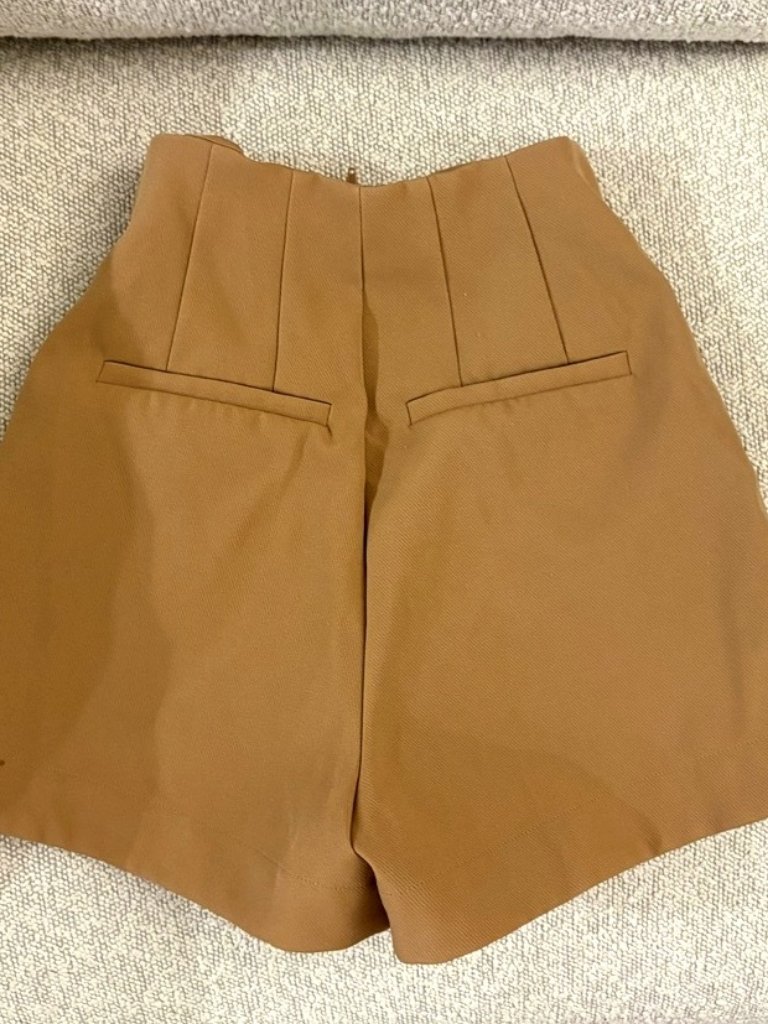 Love, Bonito Mitzi Pleated Tailored Bermuda Shorts Tan, Xxs — image 2 of 3